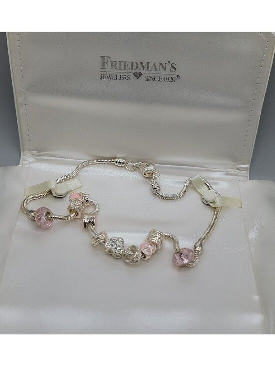 Friedman Jewelers Jewelry - Friedmans Jewelers Breast Cancer Slide Necklace Silver Tone Charm Bead 18" Chain